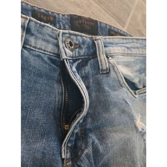 Men's Outpost Makers Original Straight Jeans Size 34x32 Medium Wash Distressed B - Picture 6 of 8
